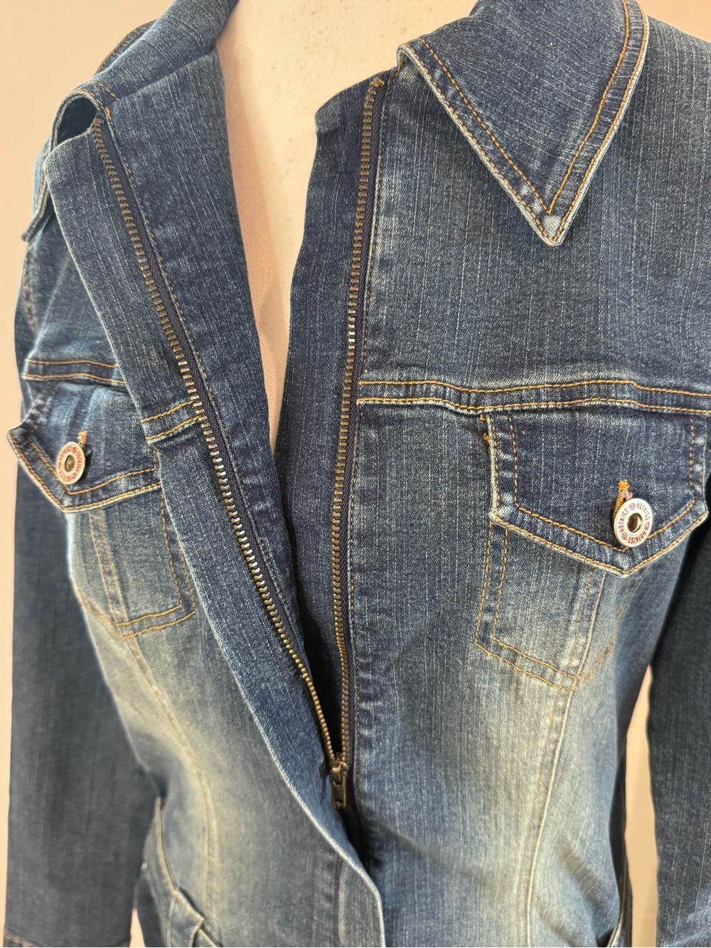 Vintage Y2K Hot Kiss Denim Dress Long Sleeve Belted Western Grunge Large